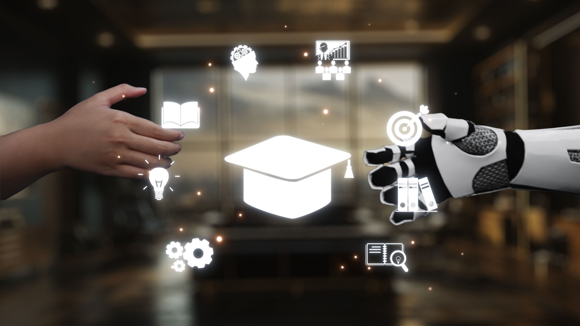 Innovative Learning Concepts in a Digital Environment Featuring Human Hand and Robotic Arm Engaging in Education Technology and Knowledge Sharing. Auvana